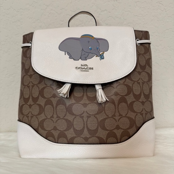 Disney X Coach Elle Backpack In Signature Canvas With Dumbo - Picture 2 of 12